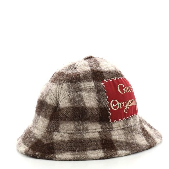 Gucci Embroidered Patch Bucket Hat Wool Large Brown, Multicolor - Picture 3 of 7